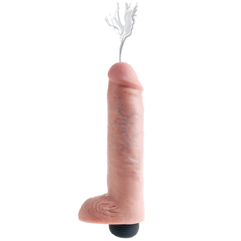 King Cock - Realistyczne Naturalne Dildo Z Wytryskiem 25 CM Jasny Kolor Skóry